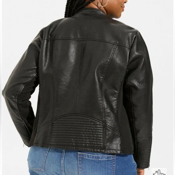 Torrid Faux Leather Collarless Moto Jacket - Picture 5 of 14